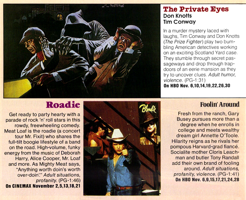 CineCraze: HBO/Cinemax Guide - November, 1981