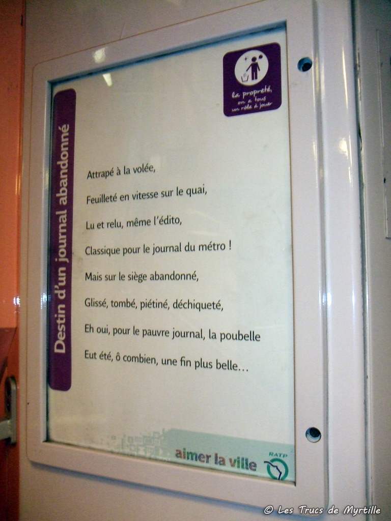 Les Trucs de Myrtille: Un peu de poésie dans le métro Les Trucs de Myrtille: Un peu de poésie dans le métro