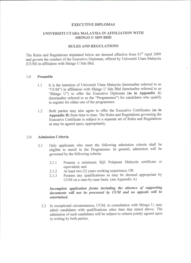 EARLY CHILDHOOD PROGRAMMES RULES & REGULATIONS