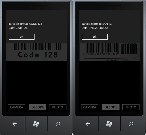 Mobile Development WP7 ZXing Barcode