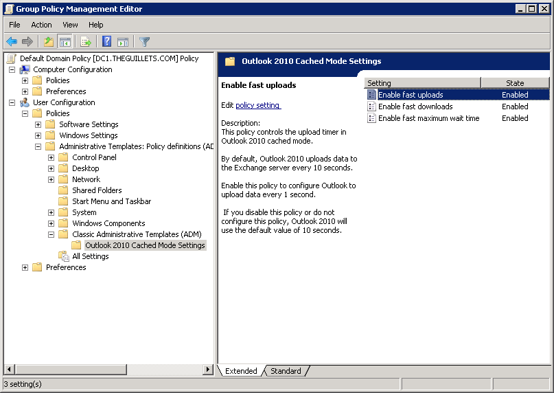 cached exchange mode outlook 2010 not updating