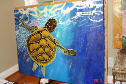 turtle sea paint simple canvas ocean water surface lisakramerartlifestyle