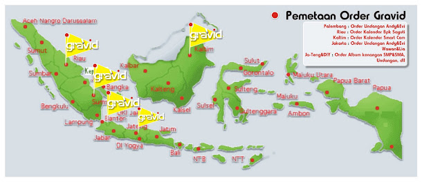 Pemetaan Order ( Daerah Pemesan yang pernah pesan ke Percetakan Gravid )