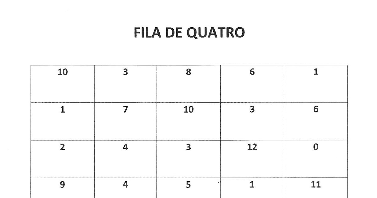 Alfabetização e Cia.: JOGO - FILA DE QUATRO