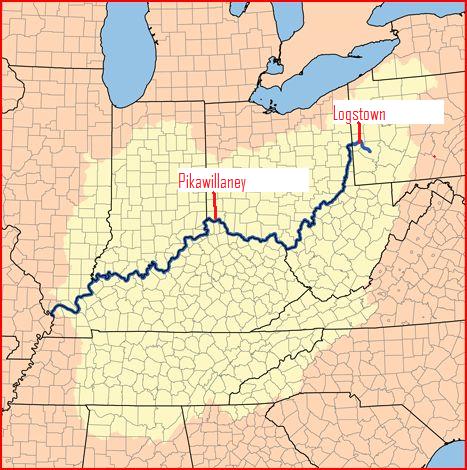 Depiction of Indian troubles in the Ohio River Valley during the French and Indian War