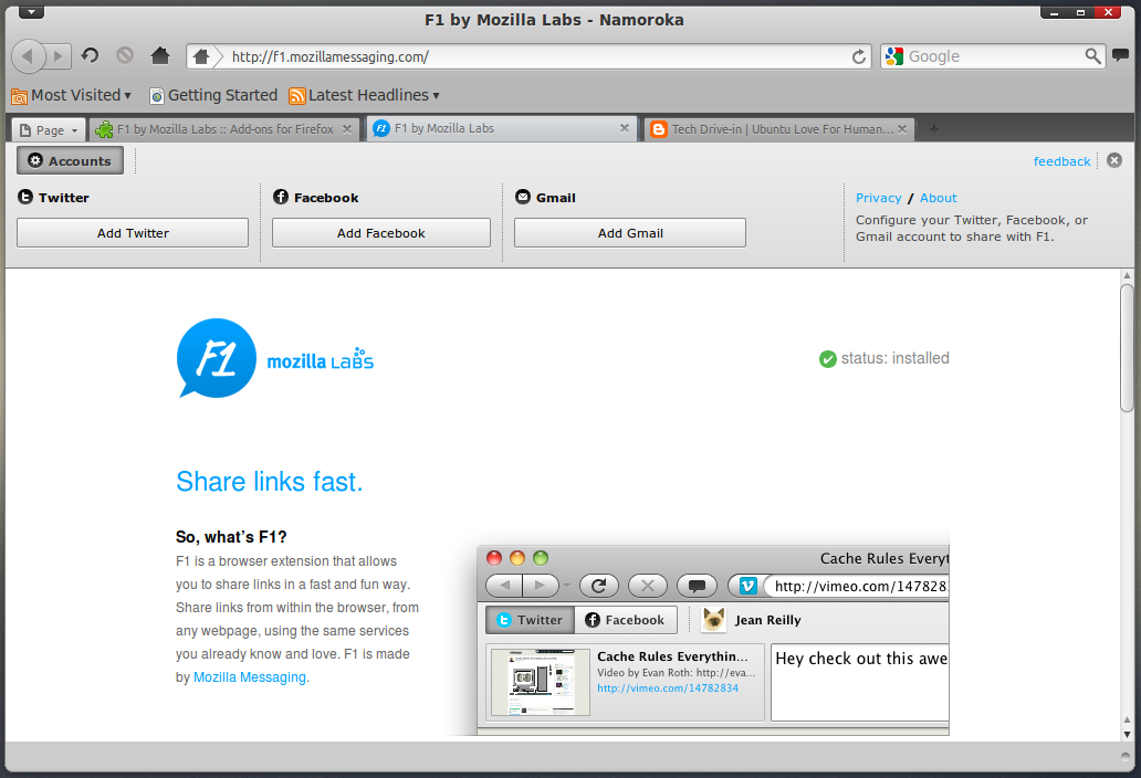 F1 New Firefox Extension to Share Links Fast and Easy