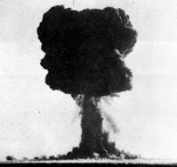 T1: Test:T1; Date:October 14 1953; Operation:Totem; Site:Emu Field, South Australia; Detonation:Tower Shot, altitude - 100ft(31m); Yield:10kt; Type:Fission