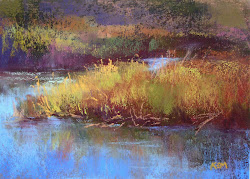 marsh painting plein air paintings close pastel 2009 intimate 5x7 november