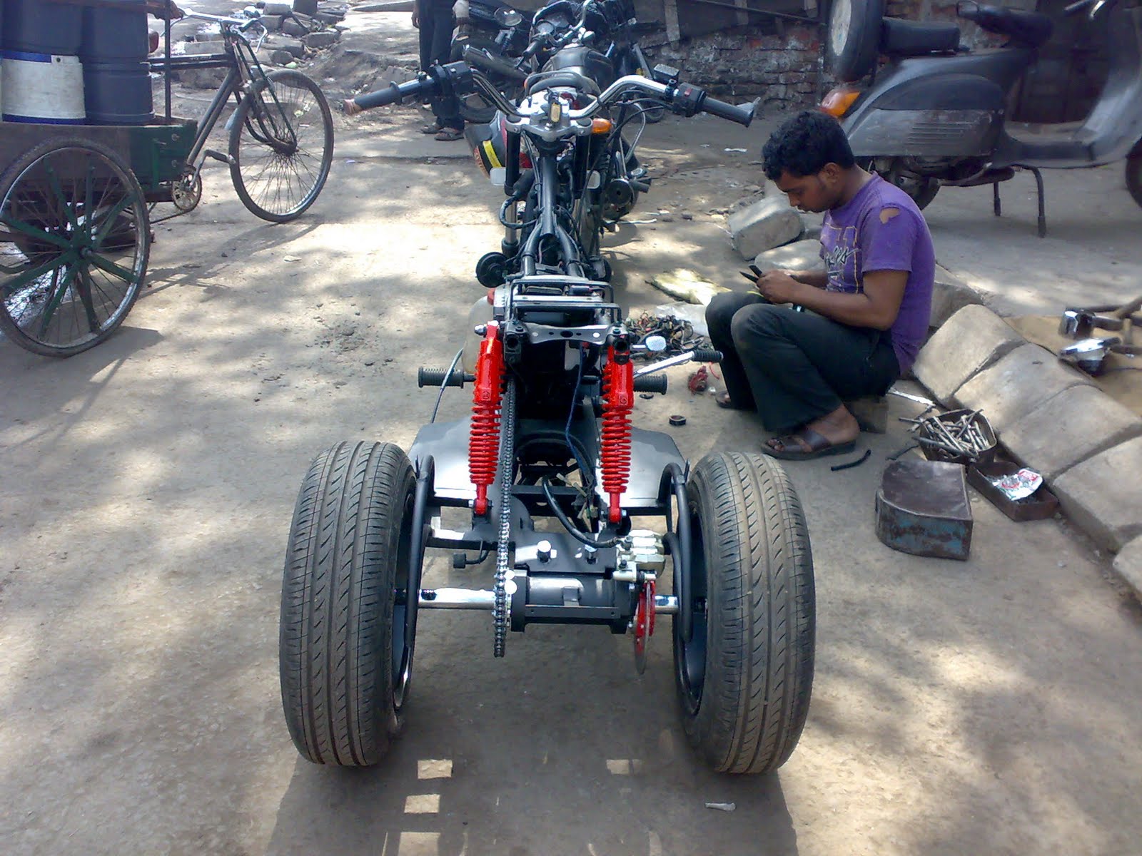 Bike Modifications in India Pulsar Trike for Physically Challenged