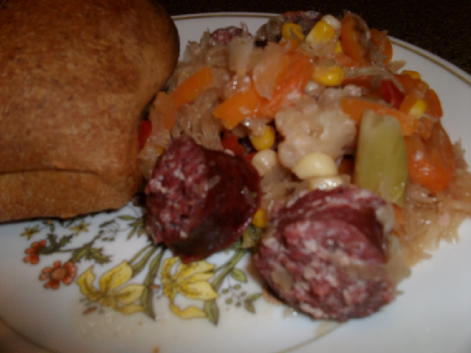 ParVENTing Frugal Feast Friday deer sausage and sauerkraut