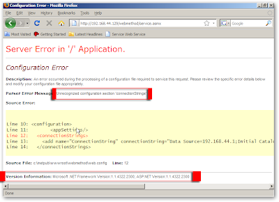 Configuration Error Meaning WeB LoG'S JuUiER: Error when run web service ASP.NET on server 2003