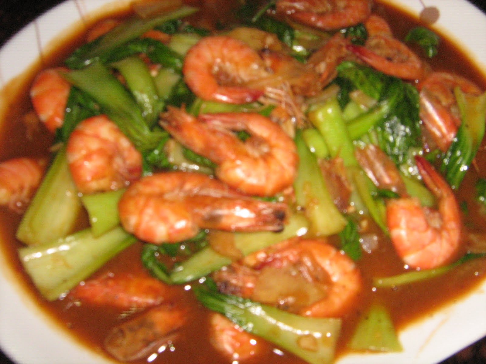 SAUCY SHRIMP & BOK CHOY in OYSTER SAUCE