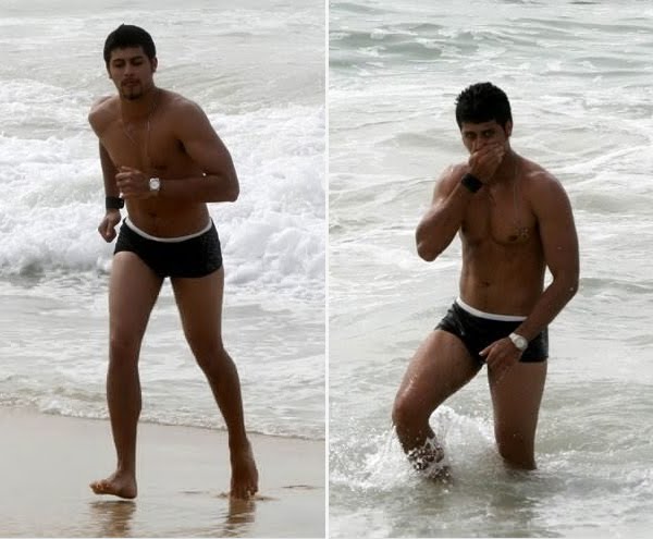 Jesus Luz grava clipe de sunga