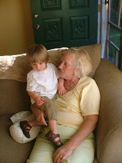 Mom with my grandson, her great grandson, River.