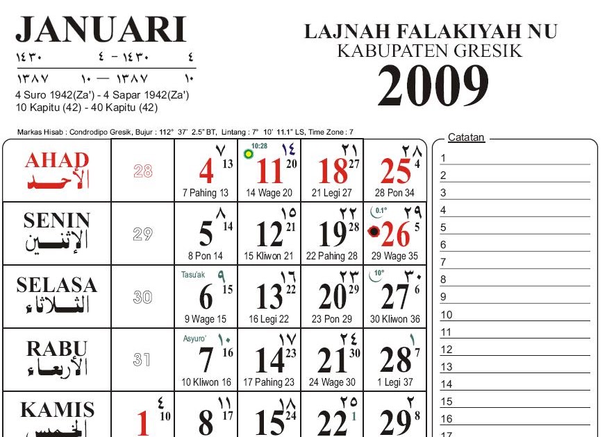 Kalender 2009 Lengkap Ruang Jawaban