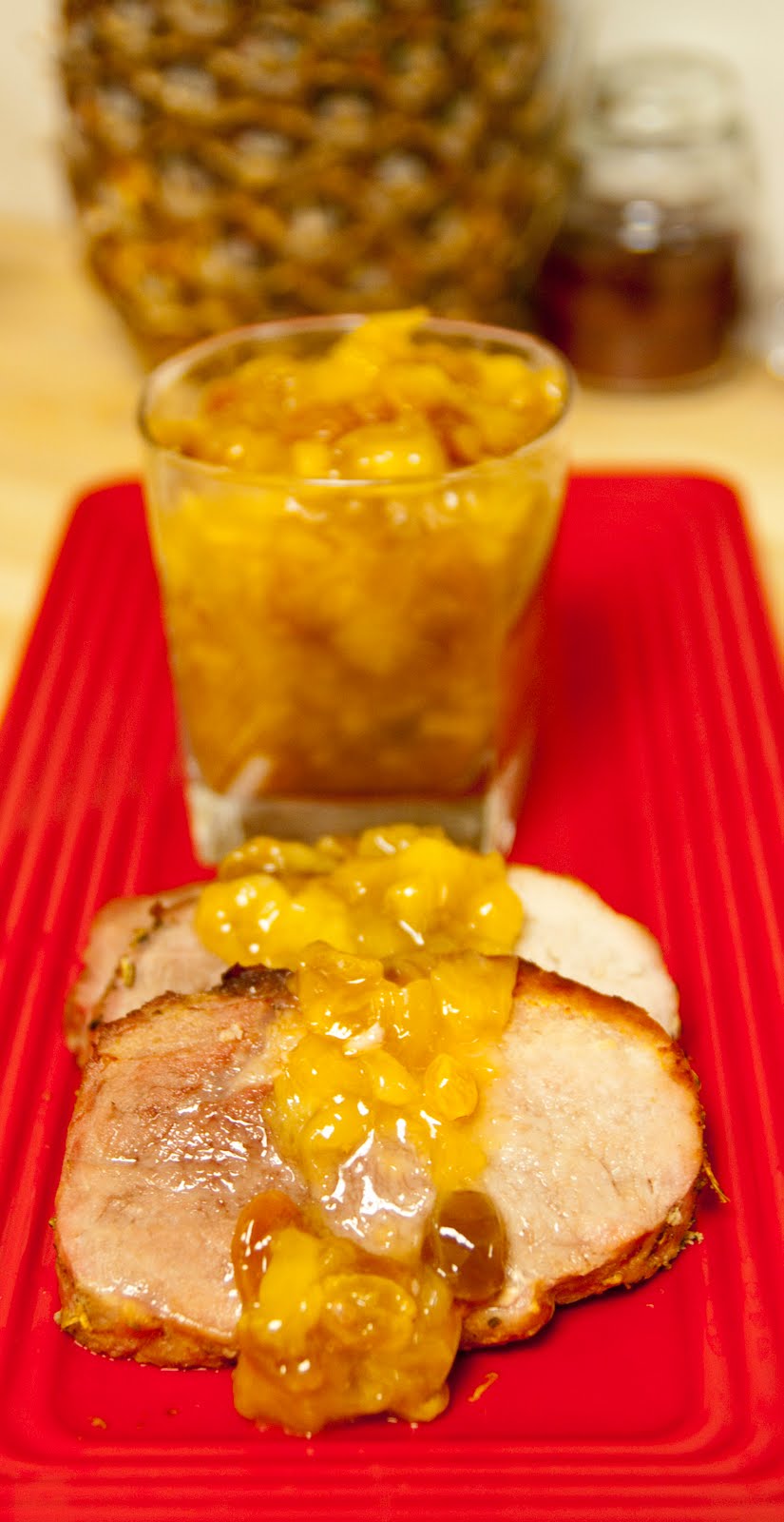 Roast Pork Loin with PineappleRaisin Sauce FOOD