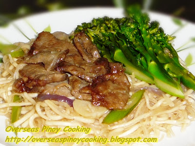 Pancit Canton and Bihon with Beef and Broccoli