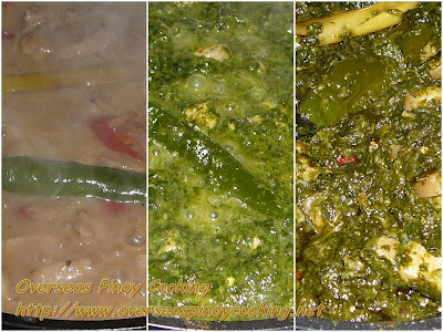 Pork and Spinach in Coconut Milk, Pinoy Laing Style - Cooking Procedure