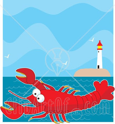 Illustration Cute Big Red Lobster Cartoon Character Swimming