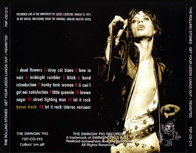 Rolling Stones Get your leeds lungs out swingin pig liberated bootleg back cover