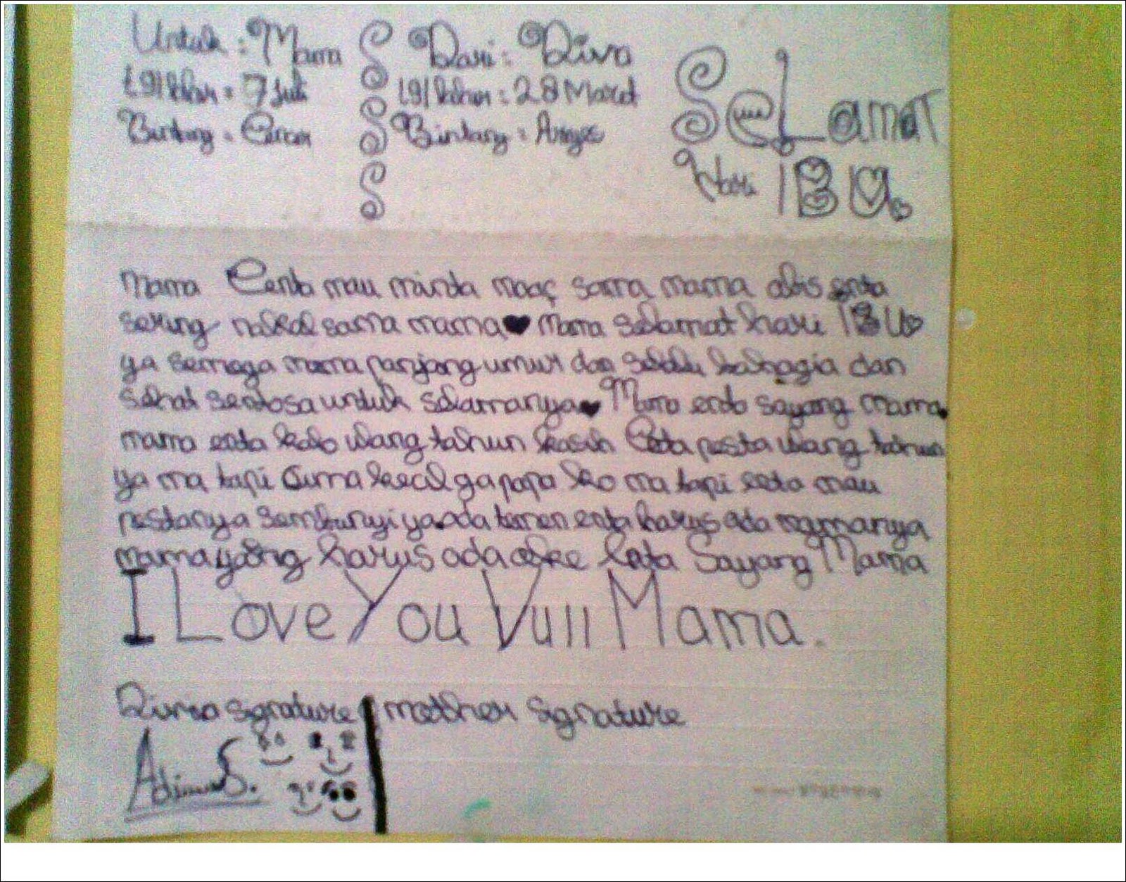 Diva Si Malaikat Kecil: Surat buat mama di hari ibu