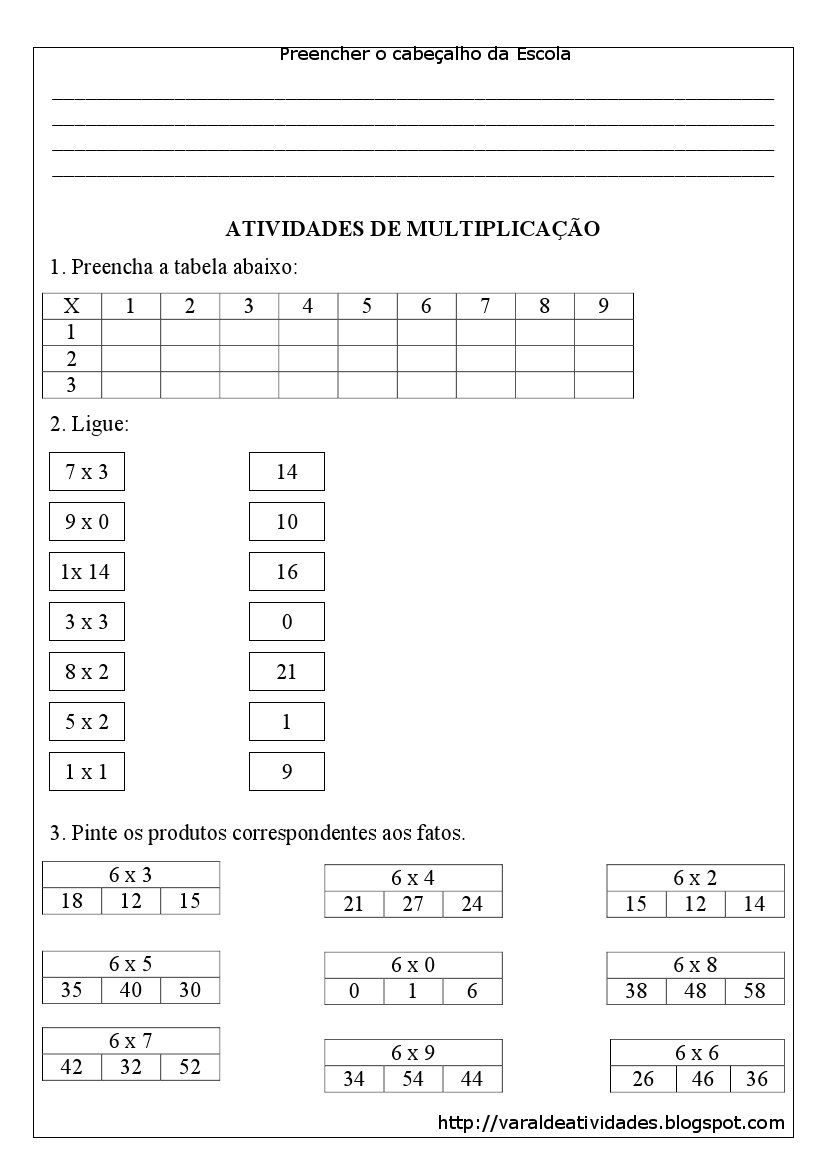Blog Professor Zezinho ExercÍcios De MultiplicaÇÃo