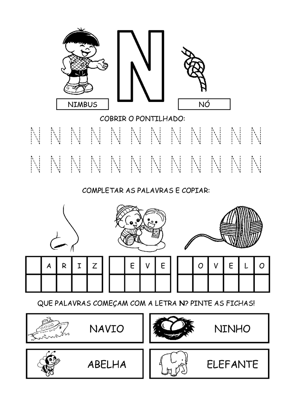Alfabetizando com Mônica e Turma: Alfabeto - Atividade com cada letra