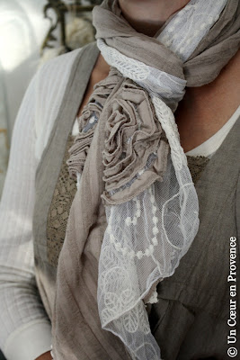 Scarf romantic lace and cotton
