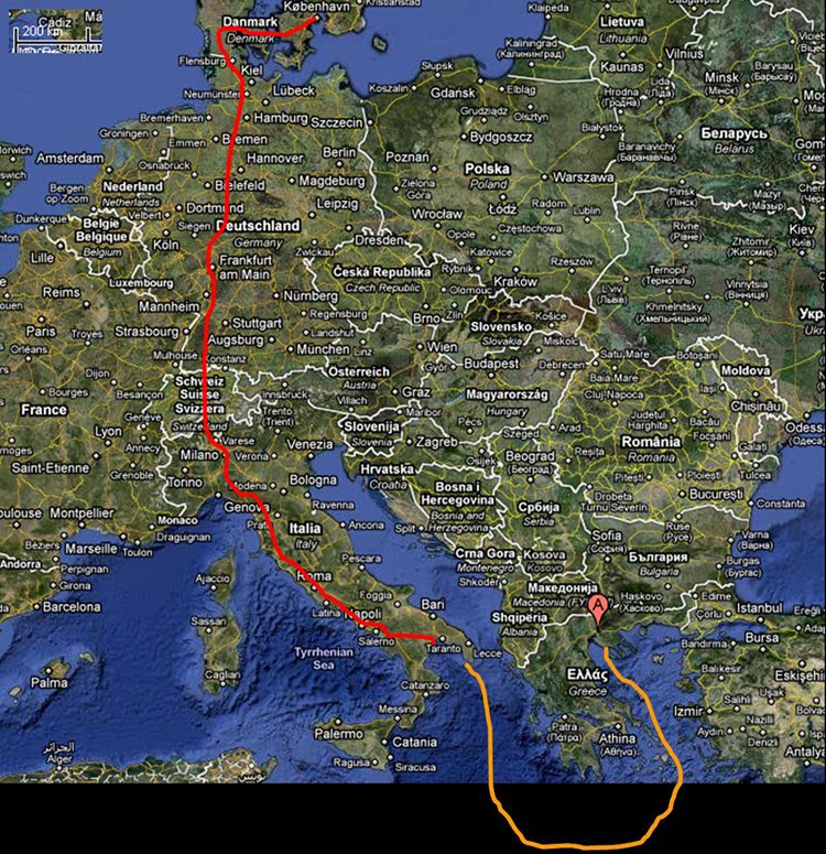 Map of Central Europe and David’s Routes