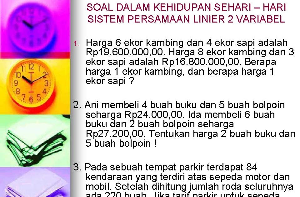 MATEMATIKA KELAS VIII OLEH RUMADI,S.Pd: SISTEM PERSAMAAN LINER 2