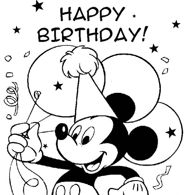 DISNEY COLORING PAGES DISNEY HAPPY BIRTHDAY COLORING PAGE
