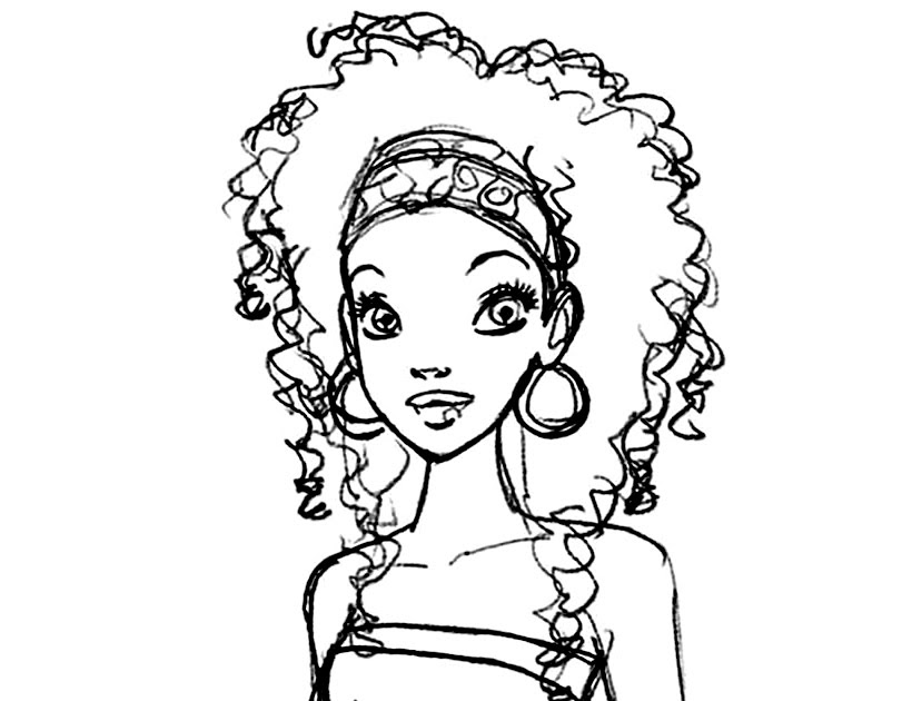 BARBIE COLORING PAGES BLACK OR ETHNIC BARBIE COLORING SHEET