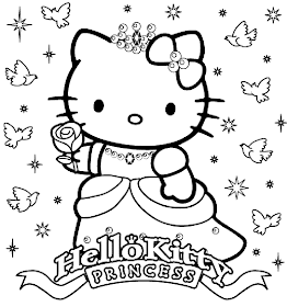 PRINCESS COLORING PAGES: HELLO KITTY PRINCESS COLORING PAGE