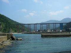 海から見た鉄橋