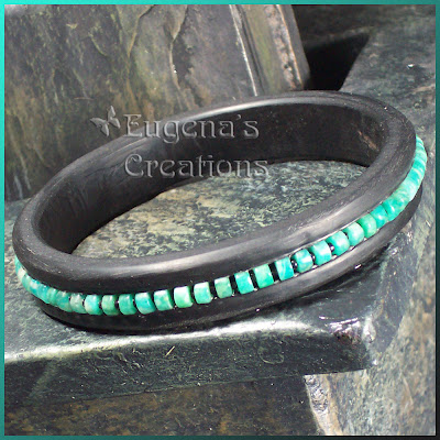polymer clay and blue kiwi bracelet