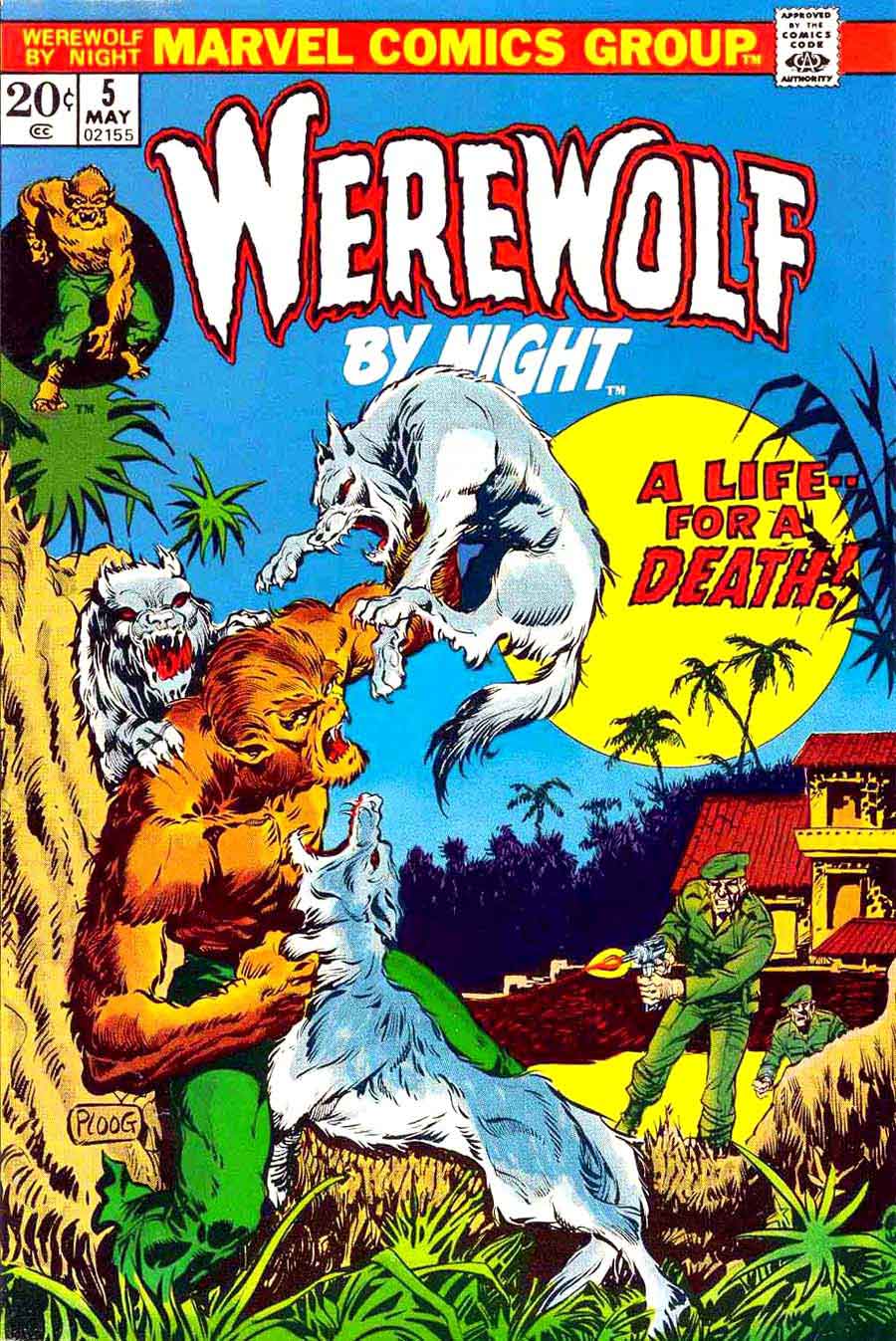 Werewolf by Night v1 #5 1970s marvel comic book cover art by Mike Ploog
