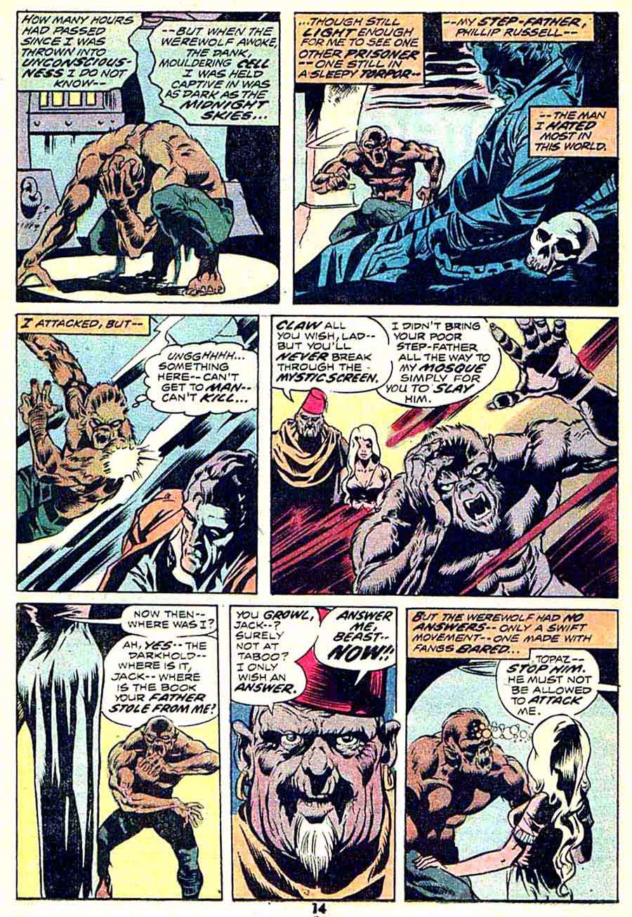 Werewolf by Night v1 #13 1970s marvel comic book page art by Mike Ploog