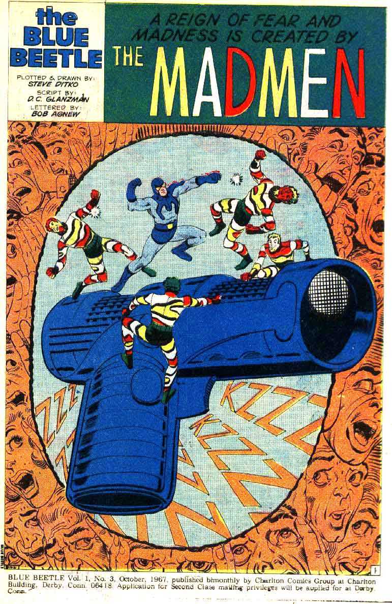 Blue Beetle v5 #3 silver age charlton comic book page art by Steve Ditko Blue Beetle v5 #3 silver age charlton comic book page art by Steve Ditko