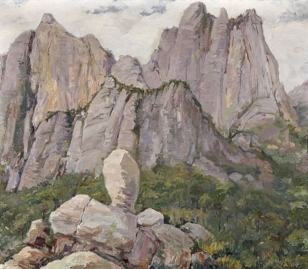 Paisaje de Monserrat, Joan Vallhonrat Sadurni, Paisajistas españoles, Paisajes de Joan Vallhonrat, Pintor español, Pintores Catalanes, Joan Vallhonrat, Pintores de Barcelona, Pintor Joan Vallhonrat Sadurni,