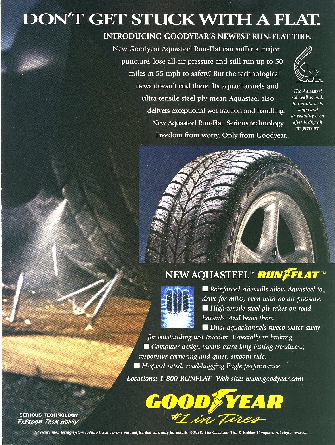 1998 GOODYEAR TIRES Magazine Ad Nails Old Magazine Ads