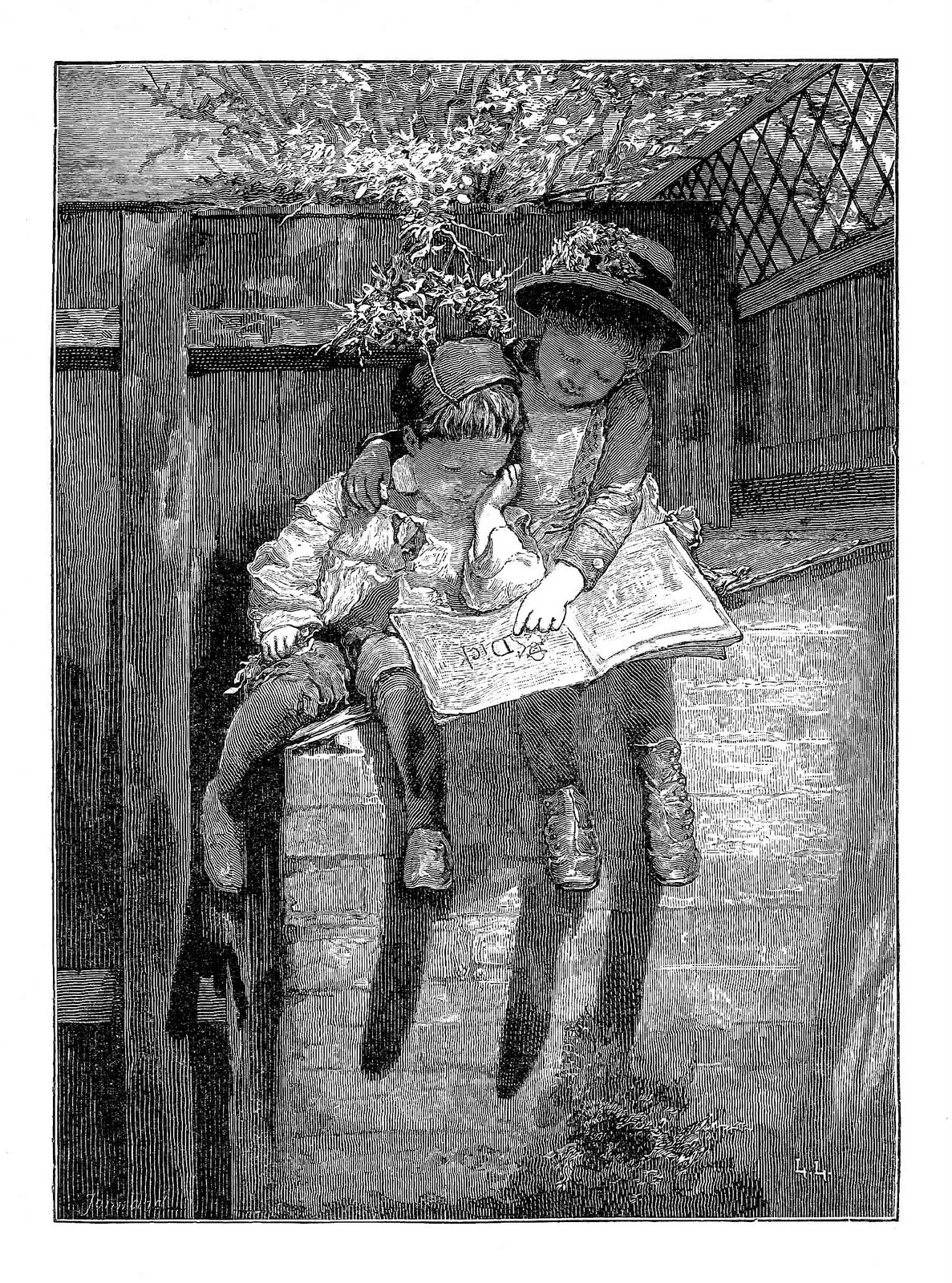 Antique Images Free Clip Art of Children Black and White