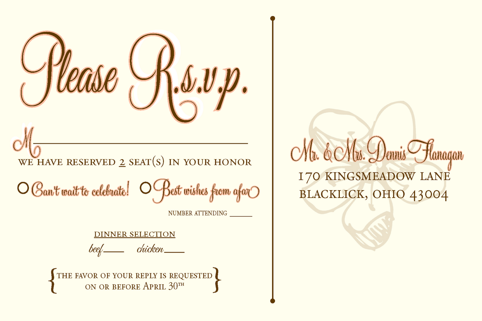 Wedding Rsvp Postcard Template Free