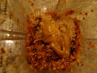 Ingredients for Raw Vegan Peanut Butter Vanilla Balls in blender
