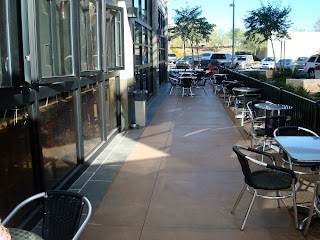 Outdoor seating at coffee shop