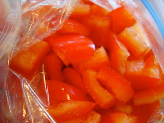 Diced up red pepper in bag