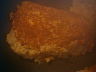 Close up of flipped pancake