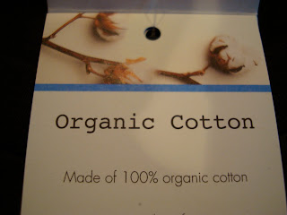 Tag showing Organic Cotton