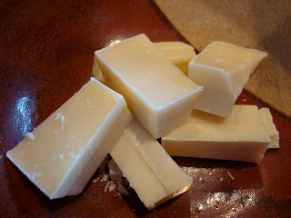 Chopped white chocolate in bowl