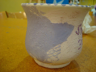 Semi painted pottery mug