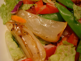 Close up of caramelized fennel with vegetables